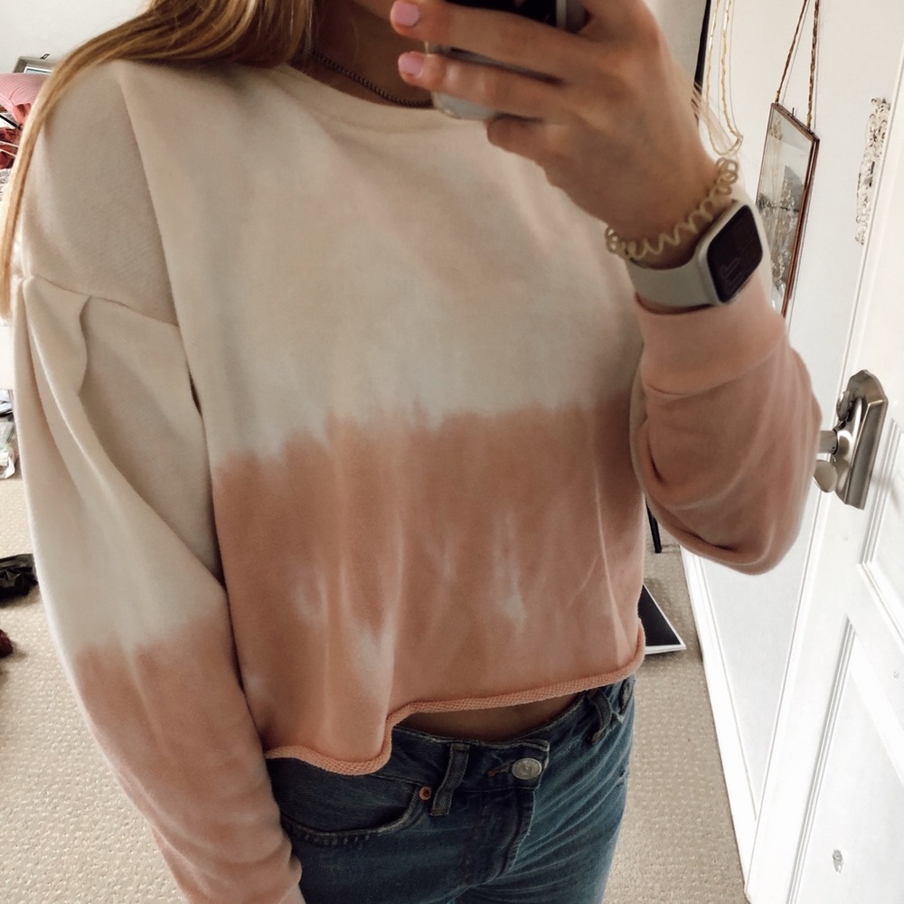 PacSun Peach Tie Dye Puffed Shoulder Sweater